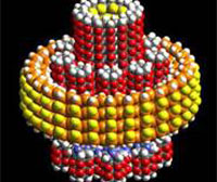 This is an illustration of a nanotechnology machine concept, where the machine is made on an atomic-molecular level.  
