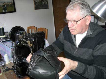 Inventor Michael Menkin sewing a Neruo Hat